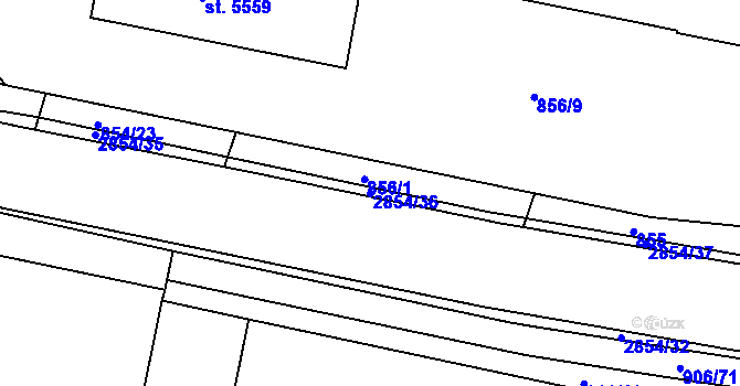 Parcela st. 2854/36 v KÚ Kolín, Katastrální mapa