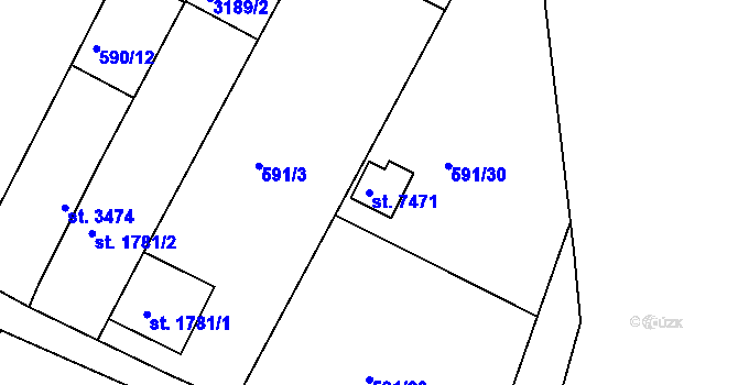 Parcela st. 7471 v KÚ Kolín, Katastrální mapa