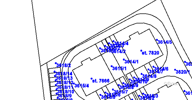 Parcela st. 3615 v KÚ Kolín, Katastrální mapa