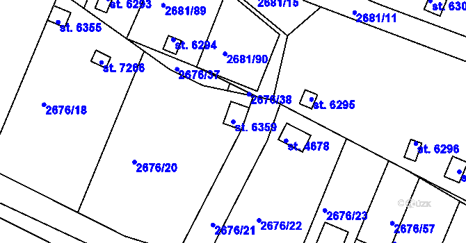 Parcela st. 6359 v KÚ Kolín, Katastrální mapa