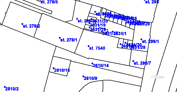 Parcela st. 7540 v KÚ Kolín, Katastrální mapa
