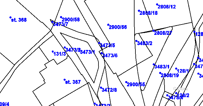 Parcela st. 3473/6 v KÚ Kolín, Katastrální mapa
