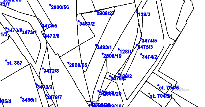 Parcela st. 2808/19 v KÚ Kolín, Katastrální mapa