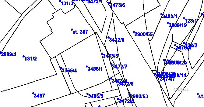 Parcela st. 3473/3 v KÚ Kolín, Katastrální mapa