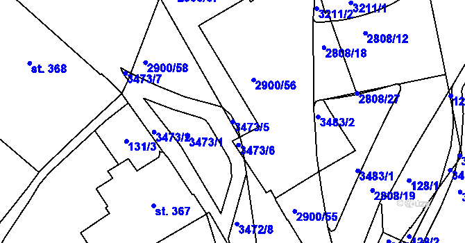 Parcela st. 3473/5 v KÚ Kolín, Katastrální mapa