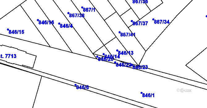 Parcela st. 846/14 v KÚ Kolín, Katastrální mapa