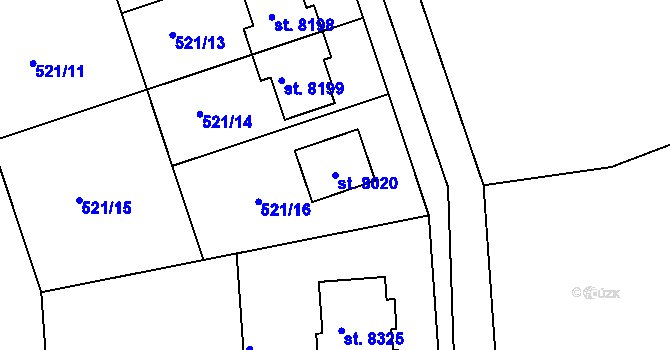 Parcela st. 8020 v KÚ Kolín, Katastrální mapa