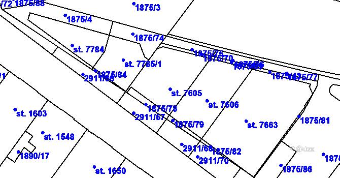 Parcela st. 7605 v KÚ Kolín, Katastrální mapa