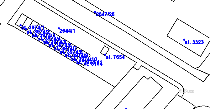 Parcela st. 7654 v KÚ Kolín, Katastrální mapa