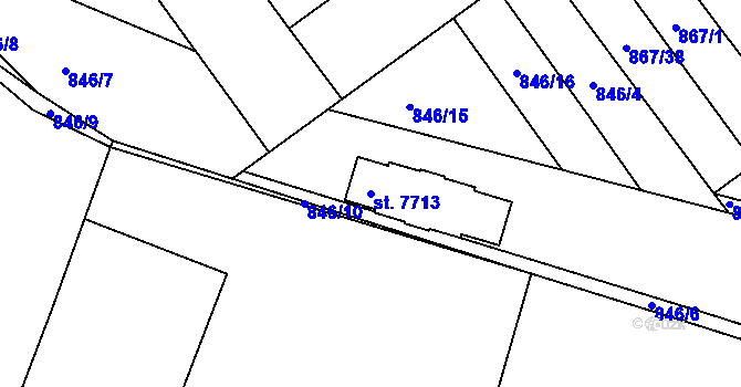 Parcela st. 7713 v KÚ Kolín, Katastrální mapa
