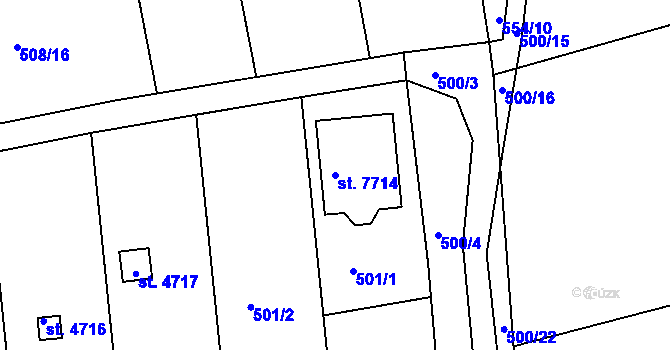 Parcela st. 7714 v KÚ Kolín, Katastrální mapa