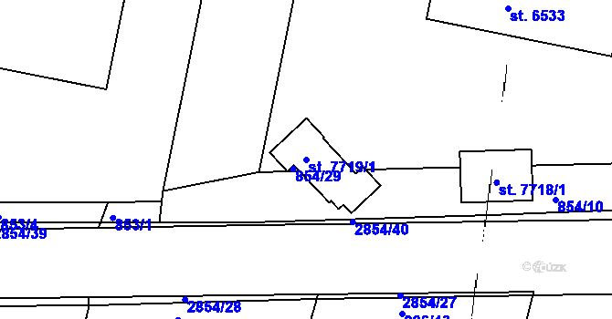 Parcela st. 7719/1 v KÚ Kolín, Katastrální mapa