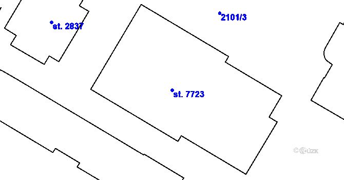 Parcela st. 7723 v KÚ Kolín, Katastrální mapa