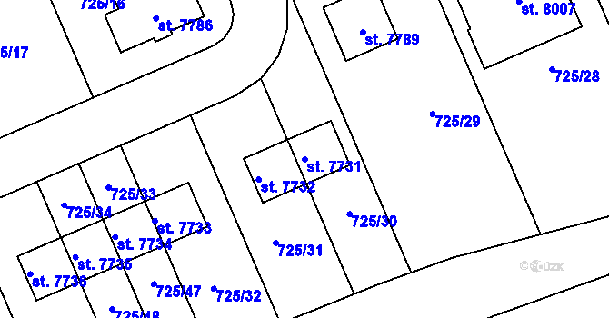 Parcela st. 7731 v KÚ Kolín, Katastrální mapa