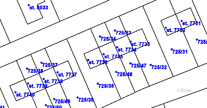 Parcela st. 7735 v KÚ Kolín, Katastrální mapa