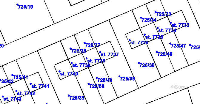 Parcela st. 7737 v KÚ Kolín, Katastrální mapa