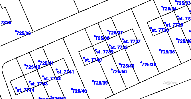 Parcela st. 7739 v KÚ Kolín, Katastrální mapa