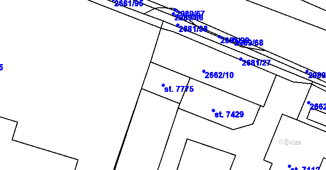 Parcela st. 7775 v KÚ Kolín, Katastrální mapa