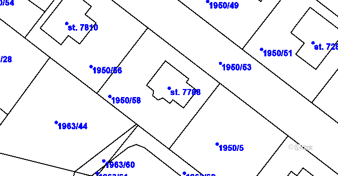 Parcela st. 7788 v KÚ Kolín, Katastrální mapa