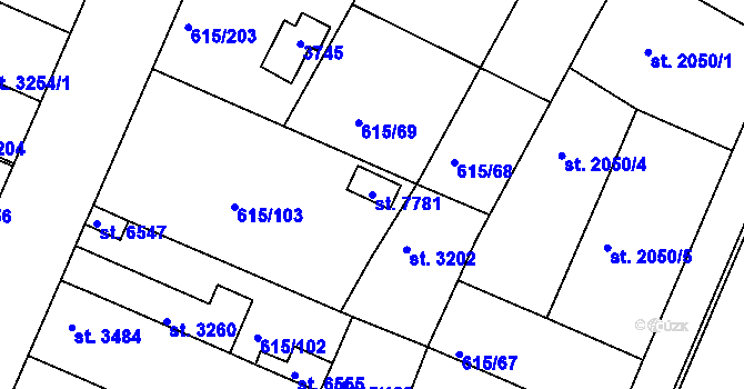 Parcela st. 7781 v KÚ Kolín, Katastrální mapa
