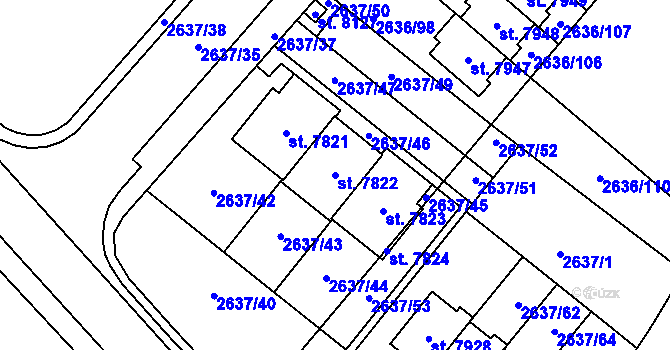 Parcela st. 7822 v KÚ Kolín, Katastrální mapa