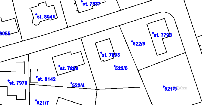 Parcela st. 7893 v KÚ Kolín, Katastrální mapa