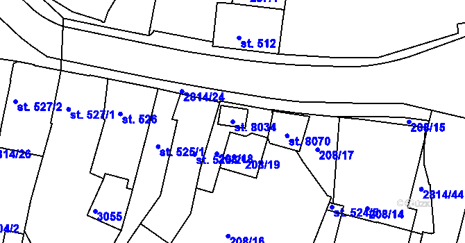 Parcela st. 8034 v KÚ Kolín, Katastrální mapa