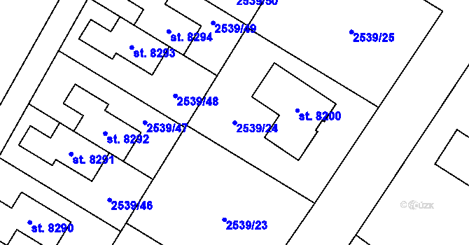 Parcela st. 2539/24 v KÚ Kolín, Katastrální mapa