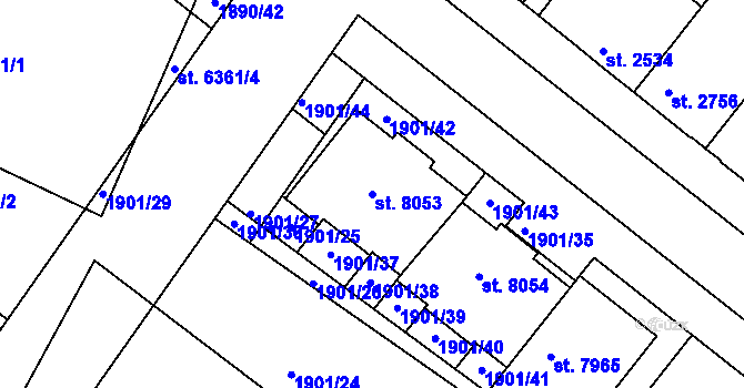 Parcela st. 8053 v KÚ Kolín, Katastrální mapa