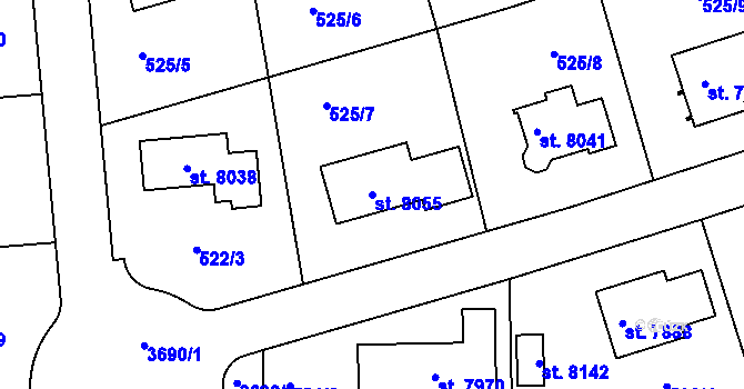 Parcela st. 8055 v KÚ Kolín, Katastrální mapa
