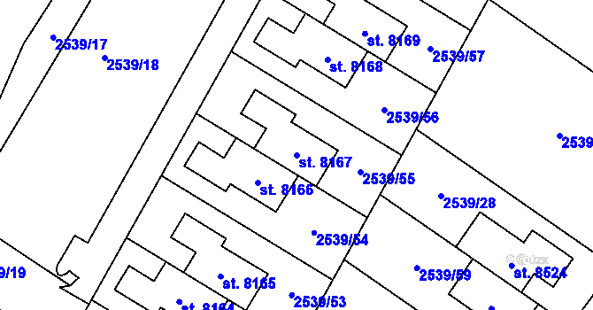 Parcela st. 8167 v KÚ Kolín, Katastrální mapa