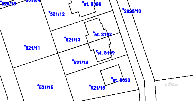 Parcela st. 8199 v KÚ Kolín, Katastrální mapa