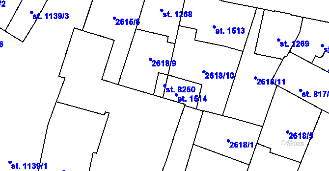 Parcela st. 8250 v KÚ Kolín, Katastrální mapa