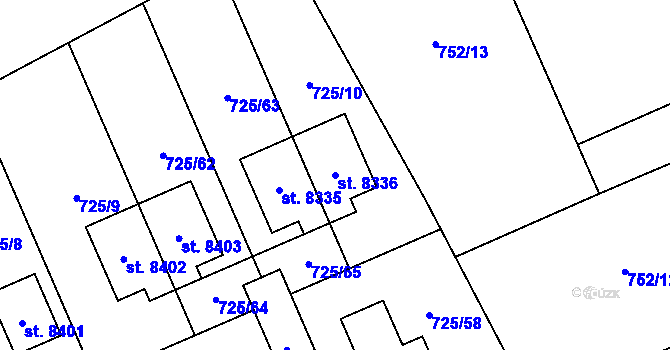 Parcela st. 8336 v KÚ Kolín, Katastrální mapa