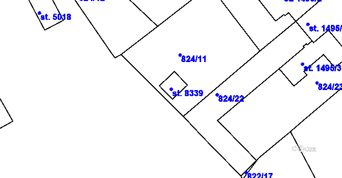 Parcela st. 8339 v KÚ Kolín, Katastrální mapa