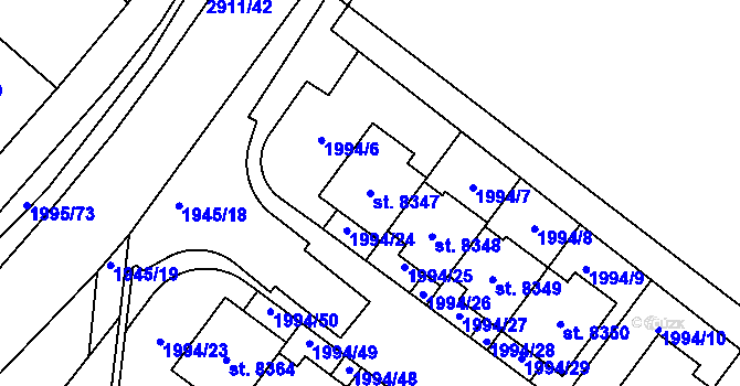 Parcela st. 8347 v KÚ Kolín, Katastrální mapa