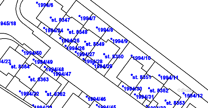 Parcela st. 8350 v KÚ Kolín, Katastrální mapa