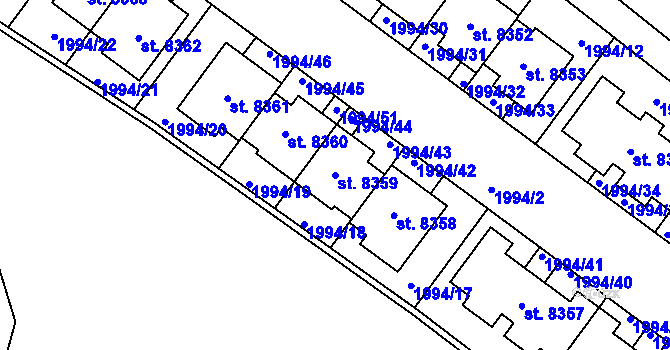 Parcela st. 8359 v KÚ Kolín, Katastrální mapa