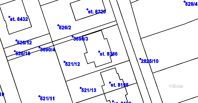 Parcela st. 8386 v KÚ Kolín, Katastrální mapa