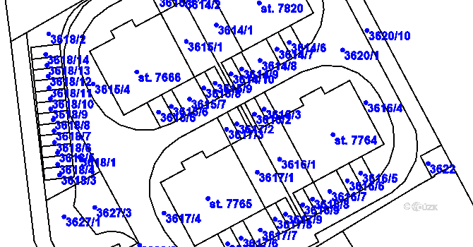 Parcela st. 3617/2 v KÚ Kolín, Katastrální mapa