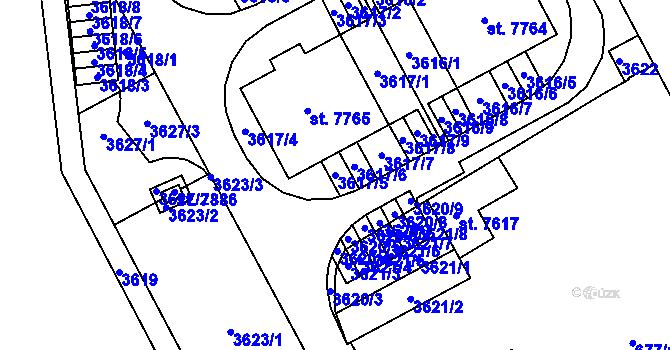 Parcela st. 3617/5 v KÚ Kolín, Katastrální mapa
