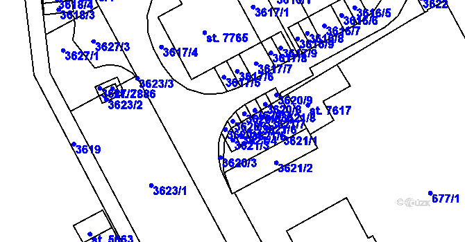 Parcela st. 3620/5 v KÚ Kolín, Katastrální mapa