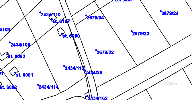 Parcela st. 2679/22 v KÚ Kolín, Katastrální mapa