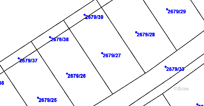 Parcela st. 2679/27 v KÚ Kolín, Katastrální mapa