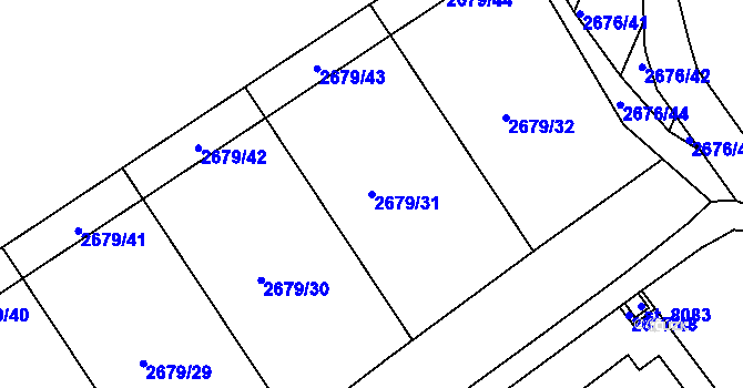Parcela st. 2679/31 v KÚ Kolín, Katastrální mapa