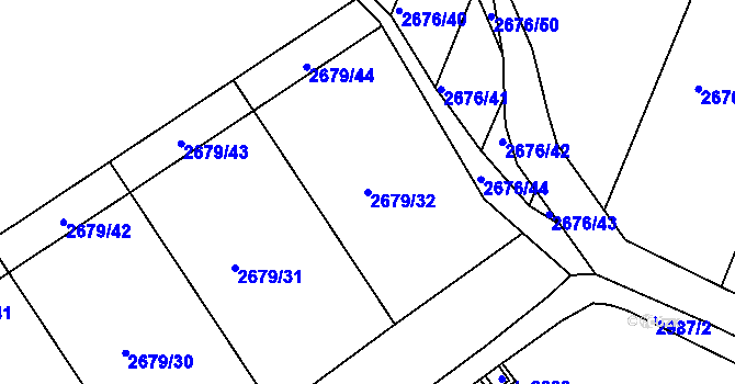 Parcela st. 2679/32 v KÚ Kolín, Katastrální mapa