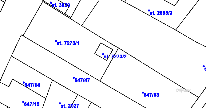 Parcela st. 7273/2 v KÚ Kolín, Katastrální mapa