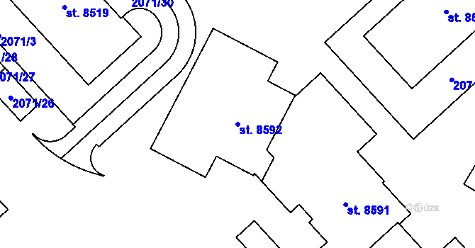 Parcela st. 8592 v KÚ Kolín, Katastrální mapa