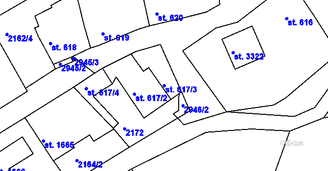 Parcela st. 617/3 v KÚ Štítary u Kolína, Katastrální mapa