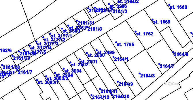 Parcela st. 2499 v KÚ Štítary u Kolína, Katastrální mapa